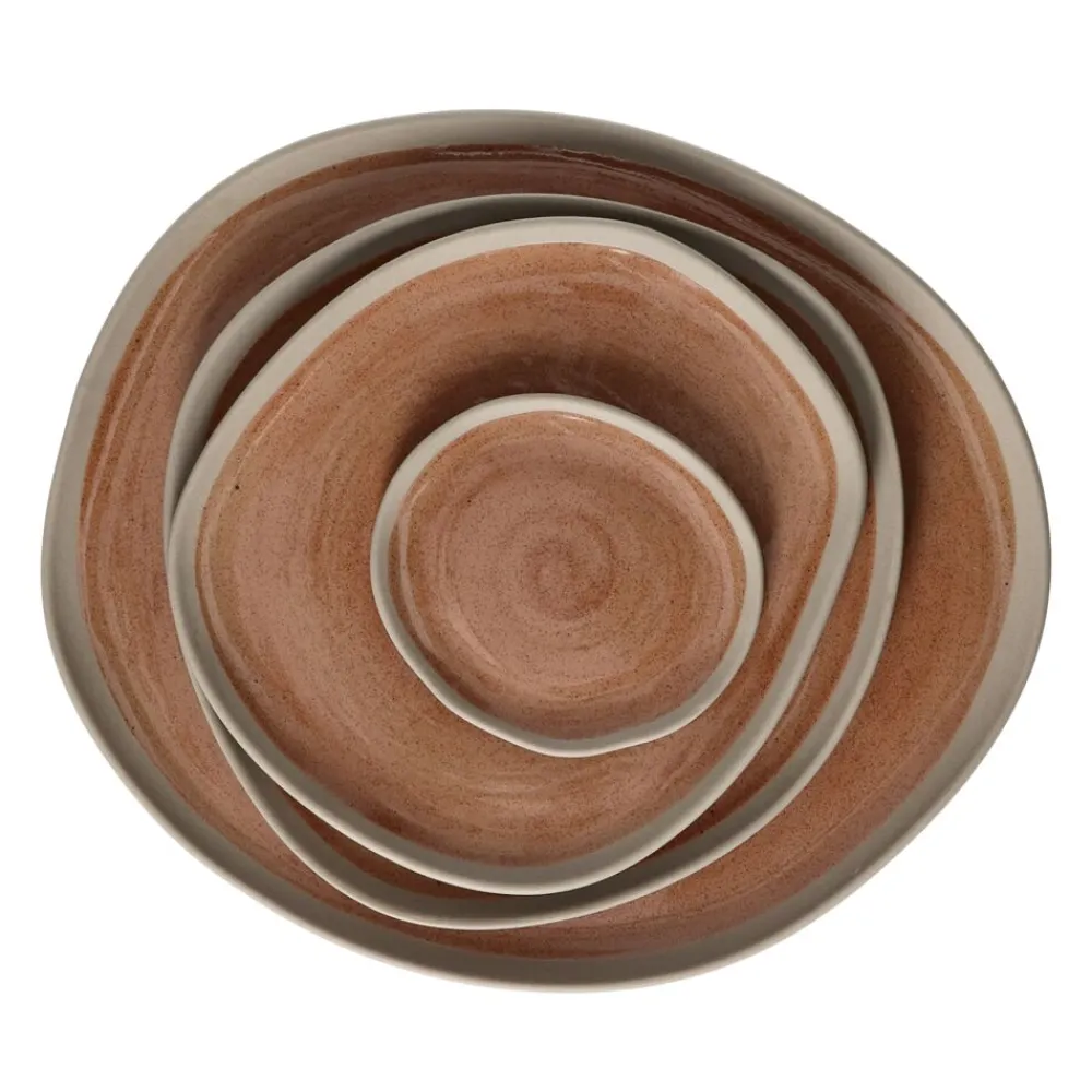 Pomax Vaisselle-PRIMEVAL - assiette petit déjeuner - porcelaine - L 20,4 x W 20 x H 1,5 cm - terracotta