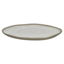 Pomax Vaisselle-PRIMEVAL - assiette plate - porcelaine - L 27 x W 24,3 x H 1,5 cm - gris clair