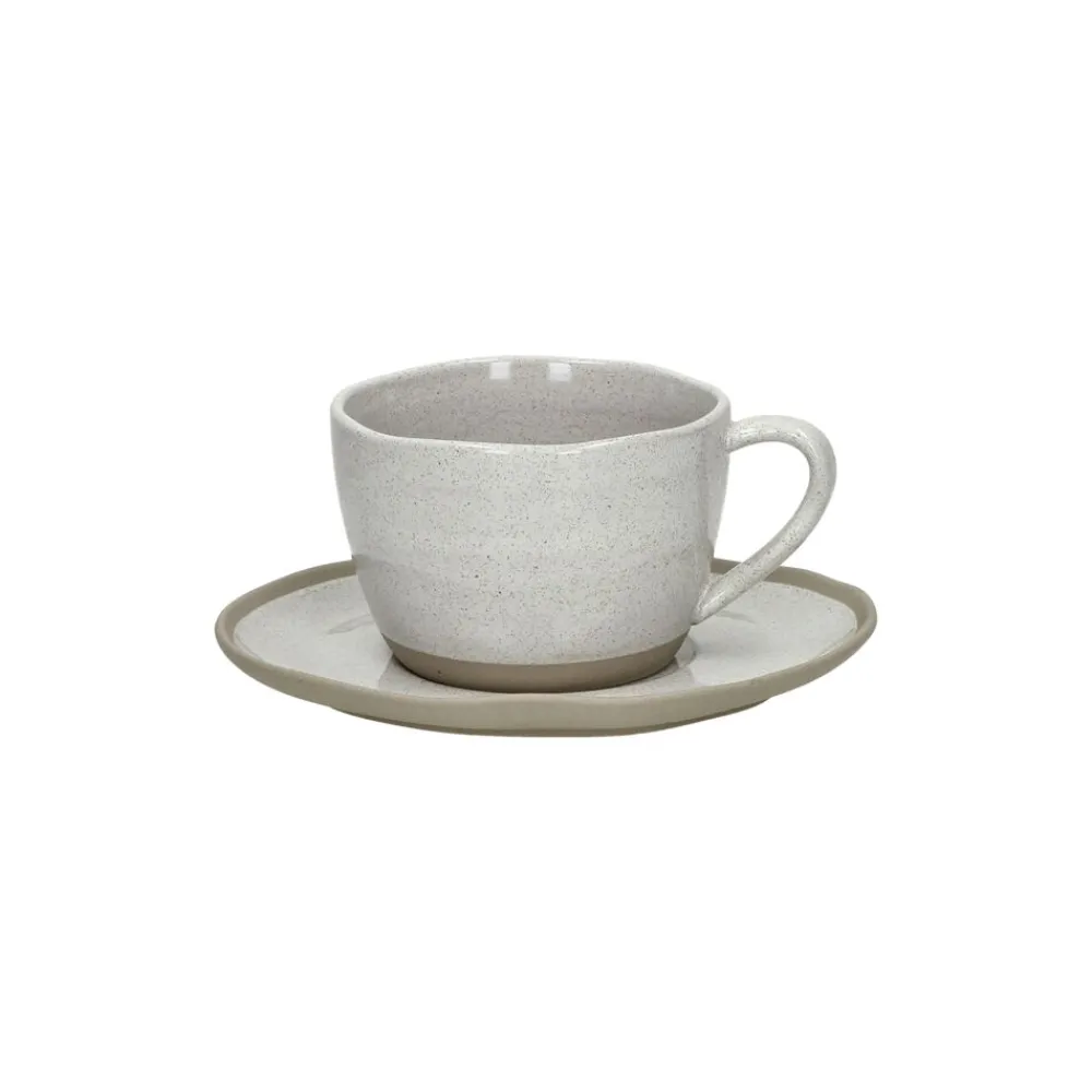 Pomax Vaisselle-PRIMEVAL - tasse & soucoupe - porcelaine - L 15,3 x W 13,4 x H 7,7 cm - gris clair
