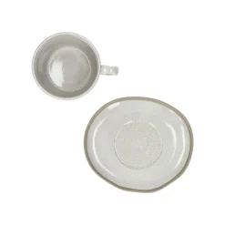 Pomax Vaisselle-PRIMEVAL - tasse & soucoupe - porcelaine - L 15,3 x W 13,4 x H 7,7 cm - gris clair