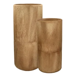 Pomax Cache-pots-PURE - set/2 vases - bois de paulownia - DIA 22/28 x H 50/65 cm - rouille