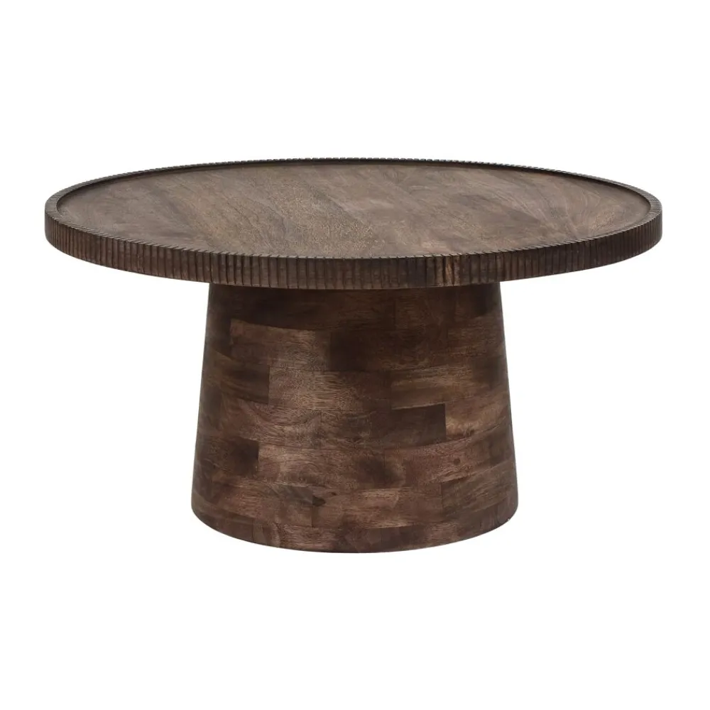 Pomax Tables Basses | Tables-RAMONA - table d'appoint - bois de mangier - DIA 65 x H 34 cm - noyer