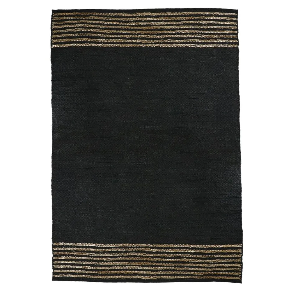 Pomax Tapis-RAW - tapis - cuir recyclé / jute - L 240 x W 180 cm - noir