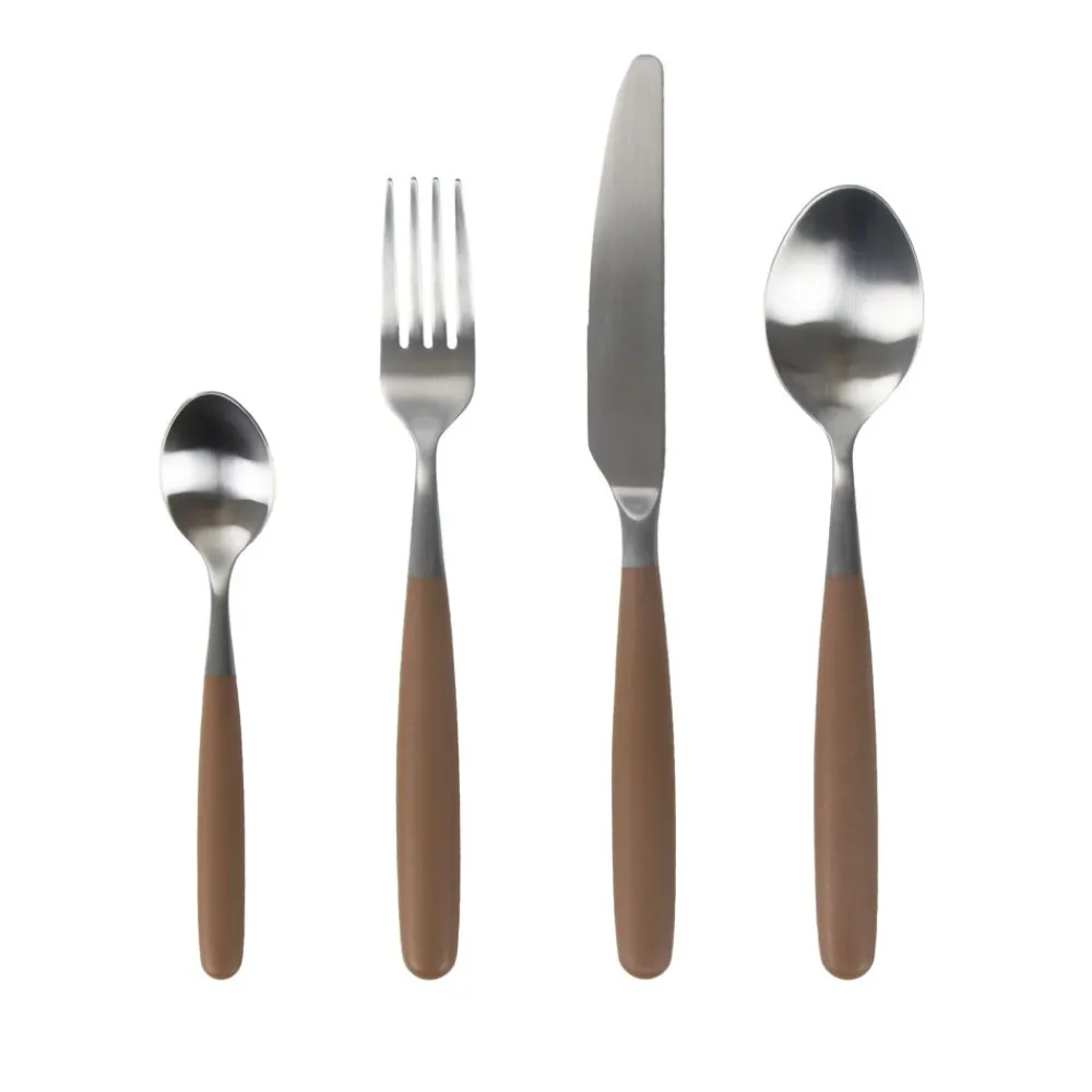 Pomax Couverts-RENOIR - set 16 couverts 18/08 - acier inoxidable / resin - brun