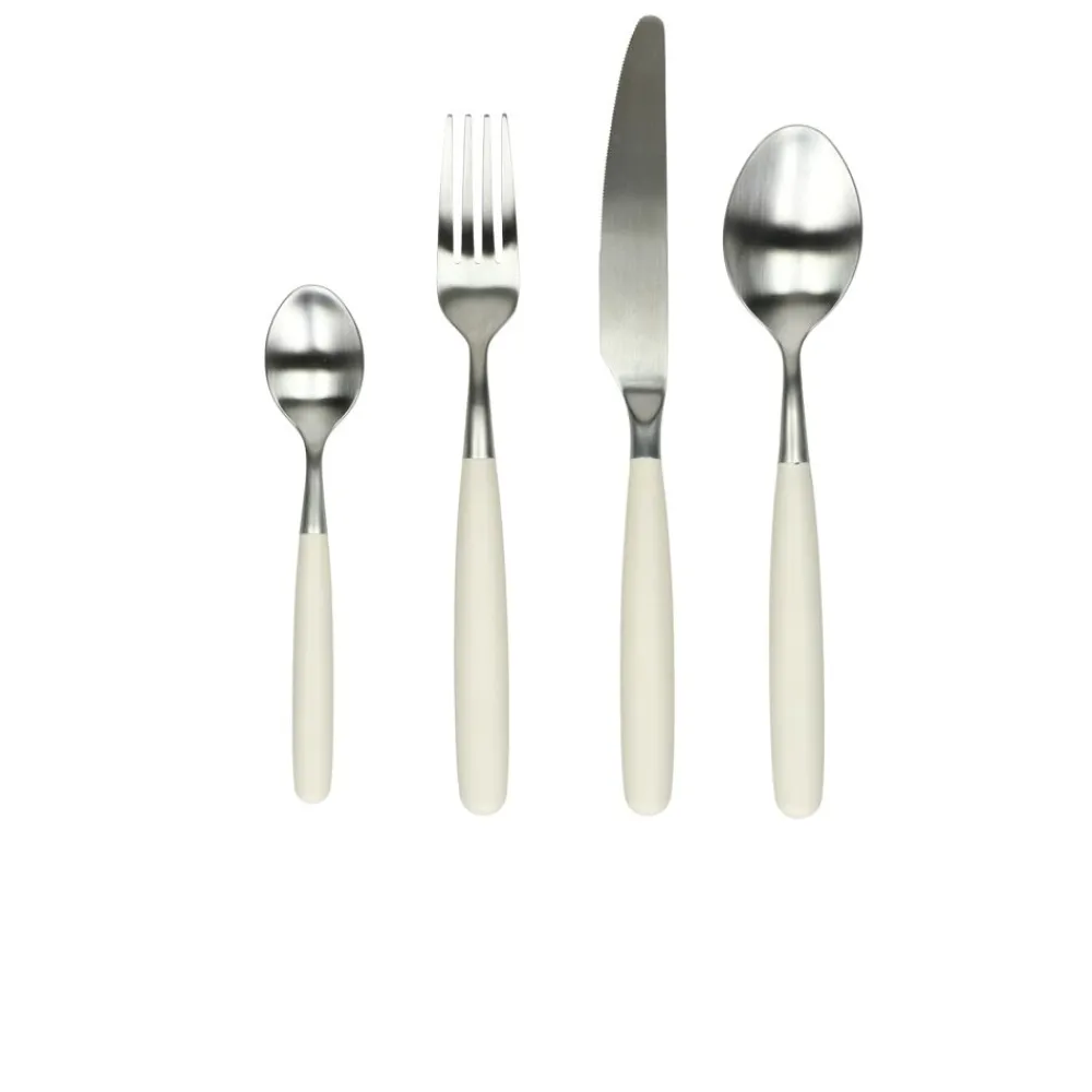 Pomax Couverts-RENOIR - set 16 couverts 18/08 - acier inoxidable / resin - blanc cassé