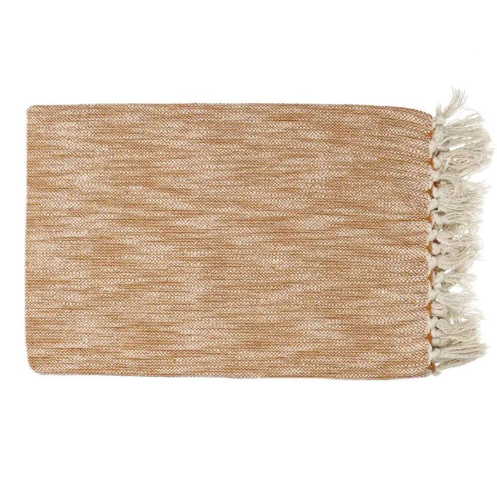 Pomax Plaids-REVERIES - plaid - coton - L 170 x W 130 cm - ocre