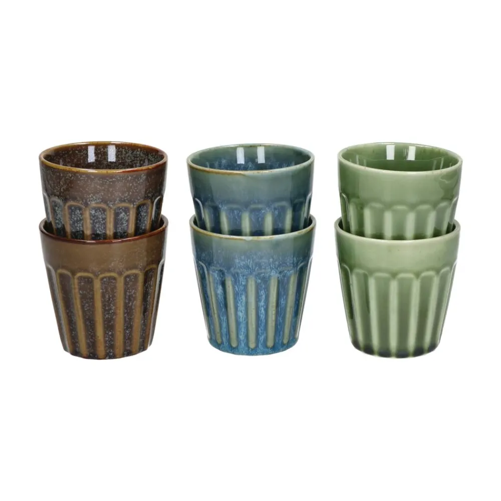 Pomax Vaisselle-RIALTO - set/6 gobelets - porcelaine - DIA 8 x H 8,5 cm - mix de couleurs