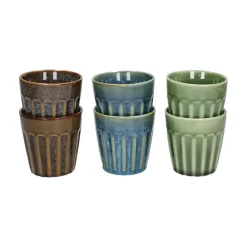 Pomax Vaisselle-RIALTO - set/6 gobelets - porcelaine - DIA 8 x H 8,5 cm - mix de couleurs