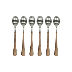 Pomax Couverts-RÉMY - set/6 cuillères à café 14/1 - acier inoxidable / bois d'acacia - L 14,5 x W 2,5 x H 1,5 cm - naturel