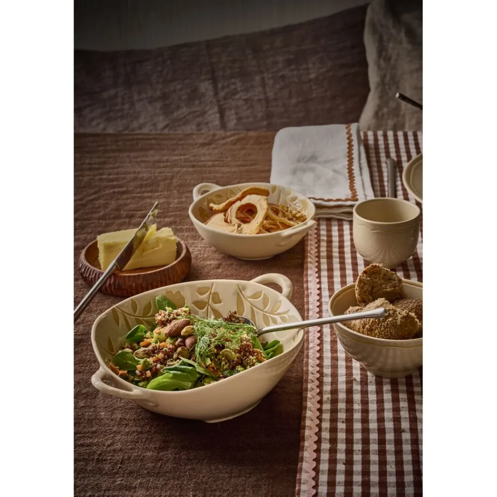 Pomax Saladiers / Plats À Servir-ROMANCE - bol - porcelaine - L 24,5 x W 18,5 x H 6 cm - latté