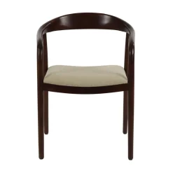 Pomax Chaises-ROMEO - chaise noyer/siège en tissu - bois d'acacia / coton - L 56 x W 51 x H 78,5 cm - naturel