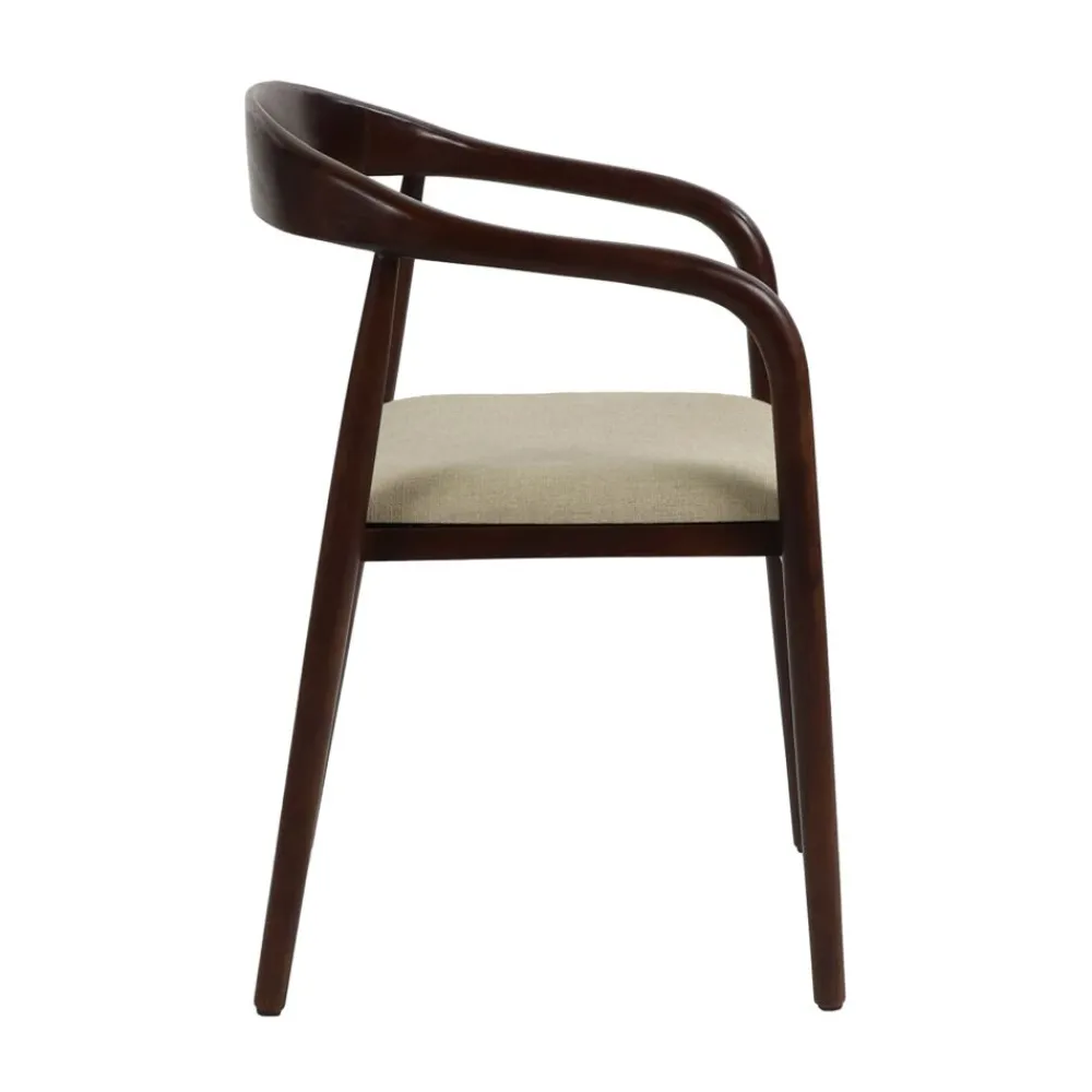 Pomax Chaises-ROMEO - chaise noyer/siège en tissu - bois d'acacia / coton - L 56 x W 51 x H 78,5 cm - naturel