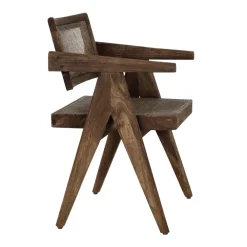 Pomax Chaises-ROSALIA - fauteuil - bois de mangier / rotin - L 53 x W 51 x H 80 cm - brun