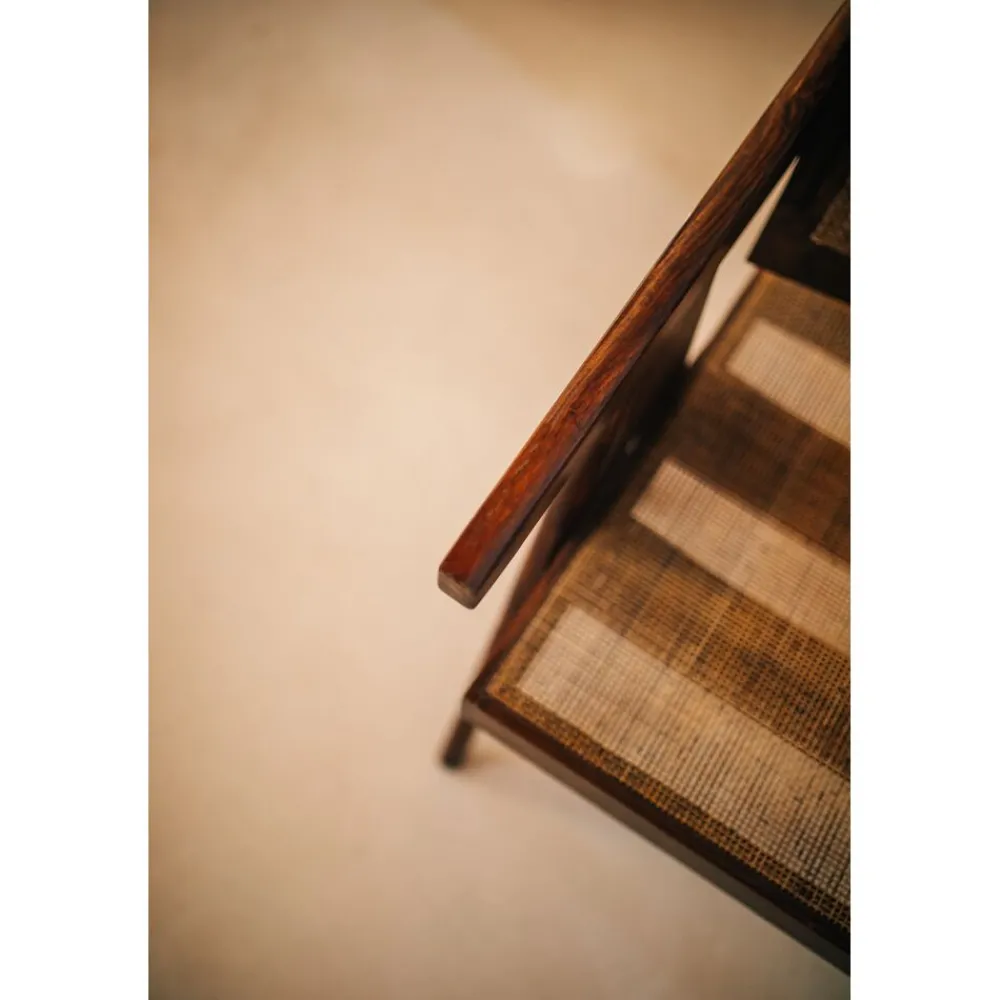 Pomax Chaises-ROSALIA - fauteuil - bois de mangier / rotin - L 53 x W 51 x H 80 cm - brun
