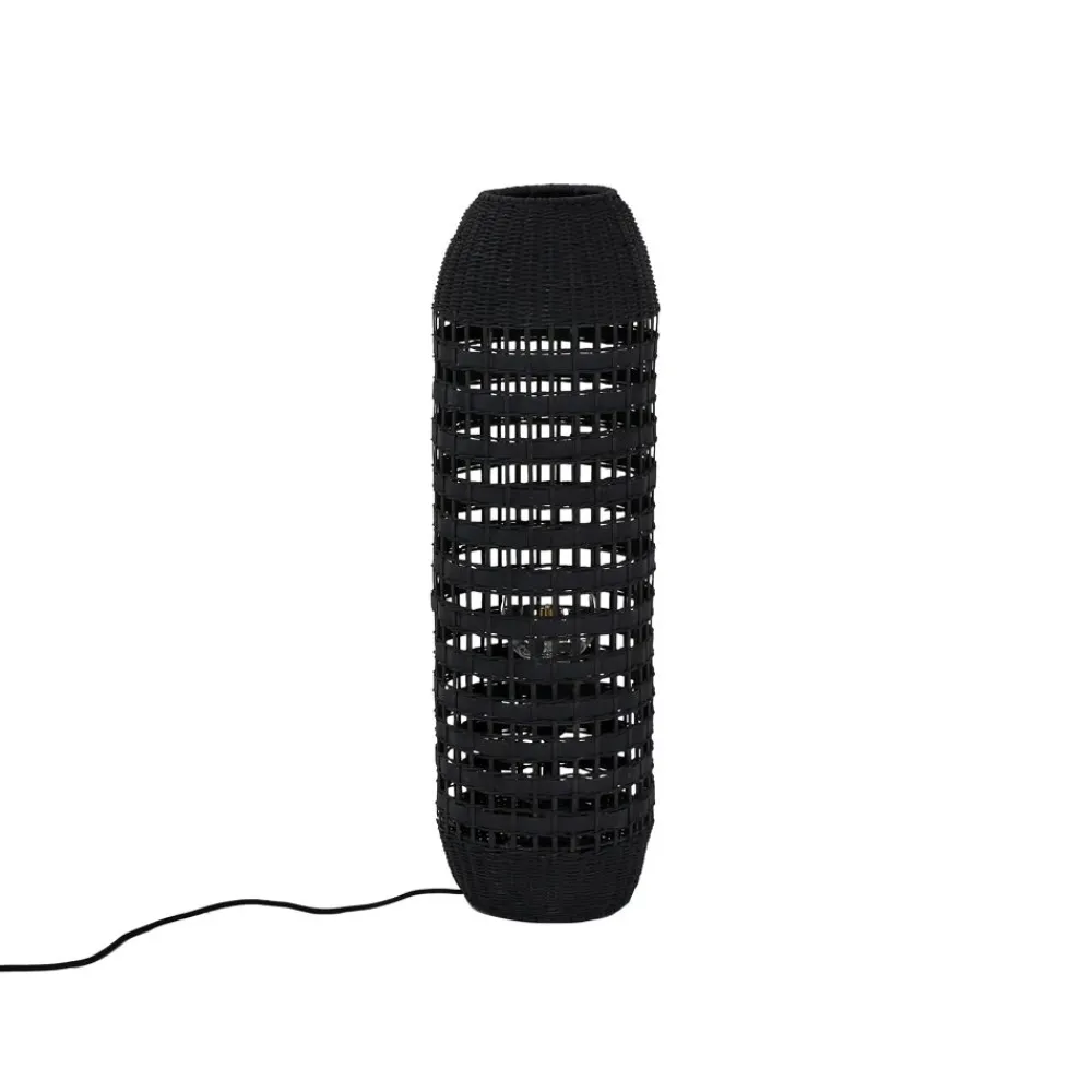 Pomax Lampadaires-ROTA - lampadaire - rotin / bois - DIA 22 x H 70 cm - noir
