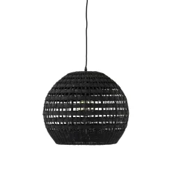 Pomax Suspensions-ROTA - lampe suspendue - rotin / bois - DIA 49 x H 41 cm - noir