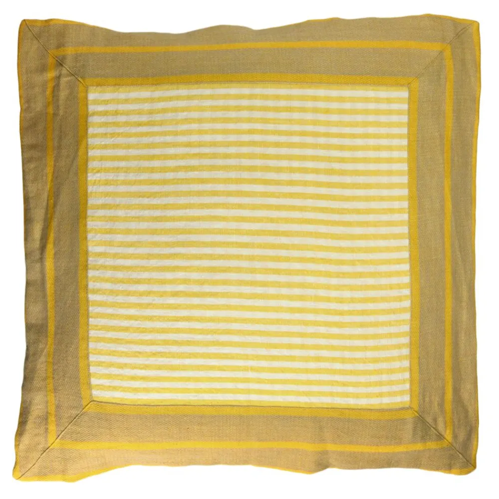 Pomax Coussins-SAINT-TROPEZ - coussin - lin / coton - L 60 x W 60 cm - jaune