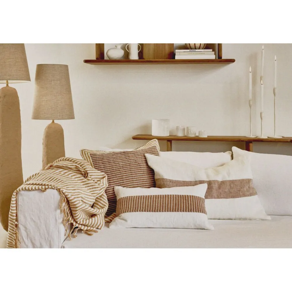 Pomax Coussins-SAINT-TROPEZ - coussin - lin - L 65 x W 45 cm - rouille
