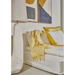 Pomax Coussins-SAINT-TROPEZ - coussin - lin / coton - L 60 x W 60 cm - jaune