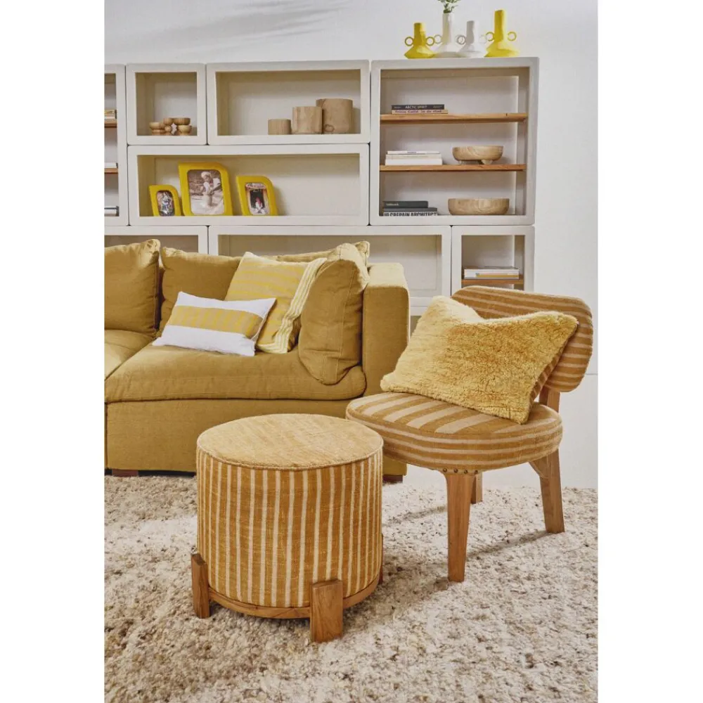 Pomax Coussins-SAINT-TROPEZ - coussin - lin / coton - L 50 x W 30 cm - jaune