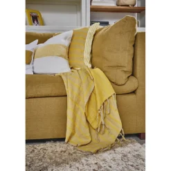 Pomax Plaids-SAINT-TROPEZ - plaid/nappe de table - lin - L 170 x W 130 cm - jaune