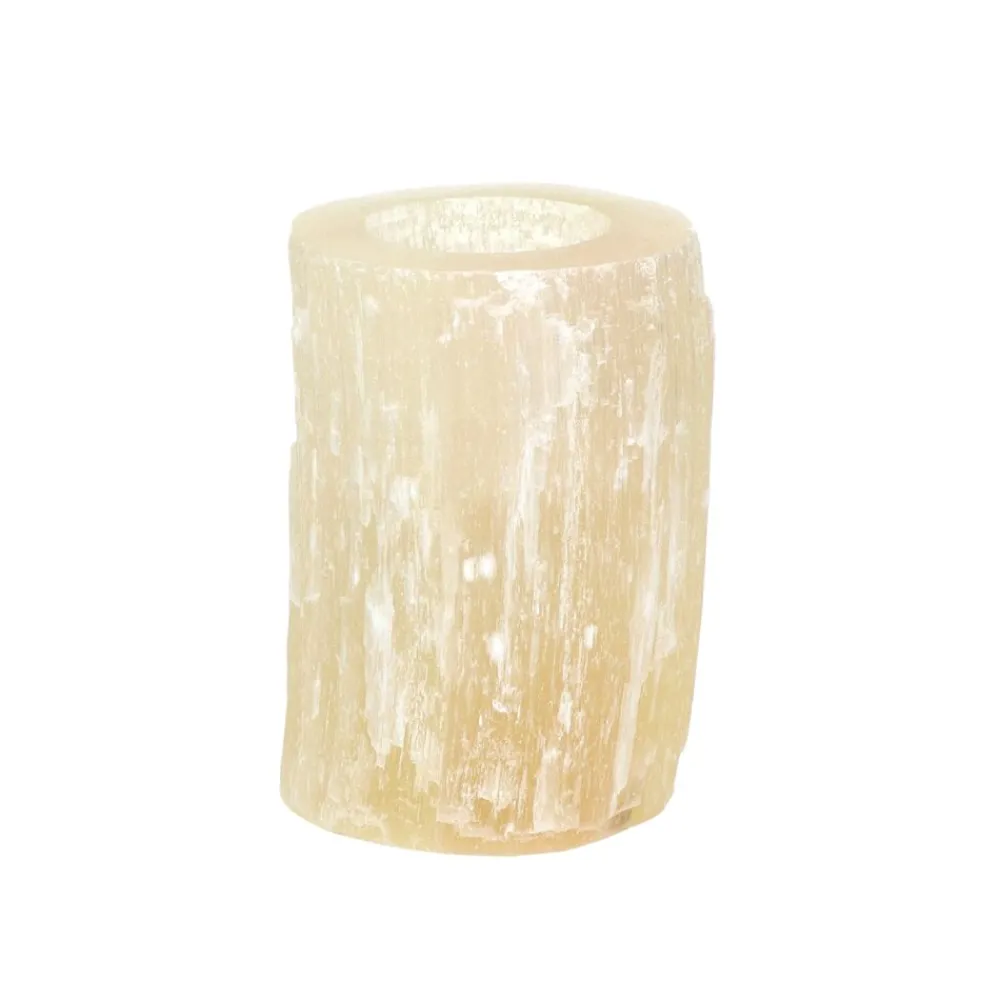 Pomax Photophores / T-lights-SELENA - photophore - selenite - DIA 8 x H 12 cm - rose