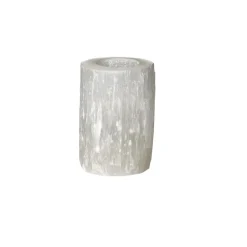 Pomax Photophores / T-lights-SELENA - photophore - selenite - DIA 8 x H 12 cm - blanc