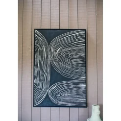 Pomax Tableau / Déco Murale-SESTRI - toile avec cadre - polyester / bois de pin - L 83 x W 4,3 x H 123 cm - noir