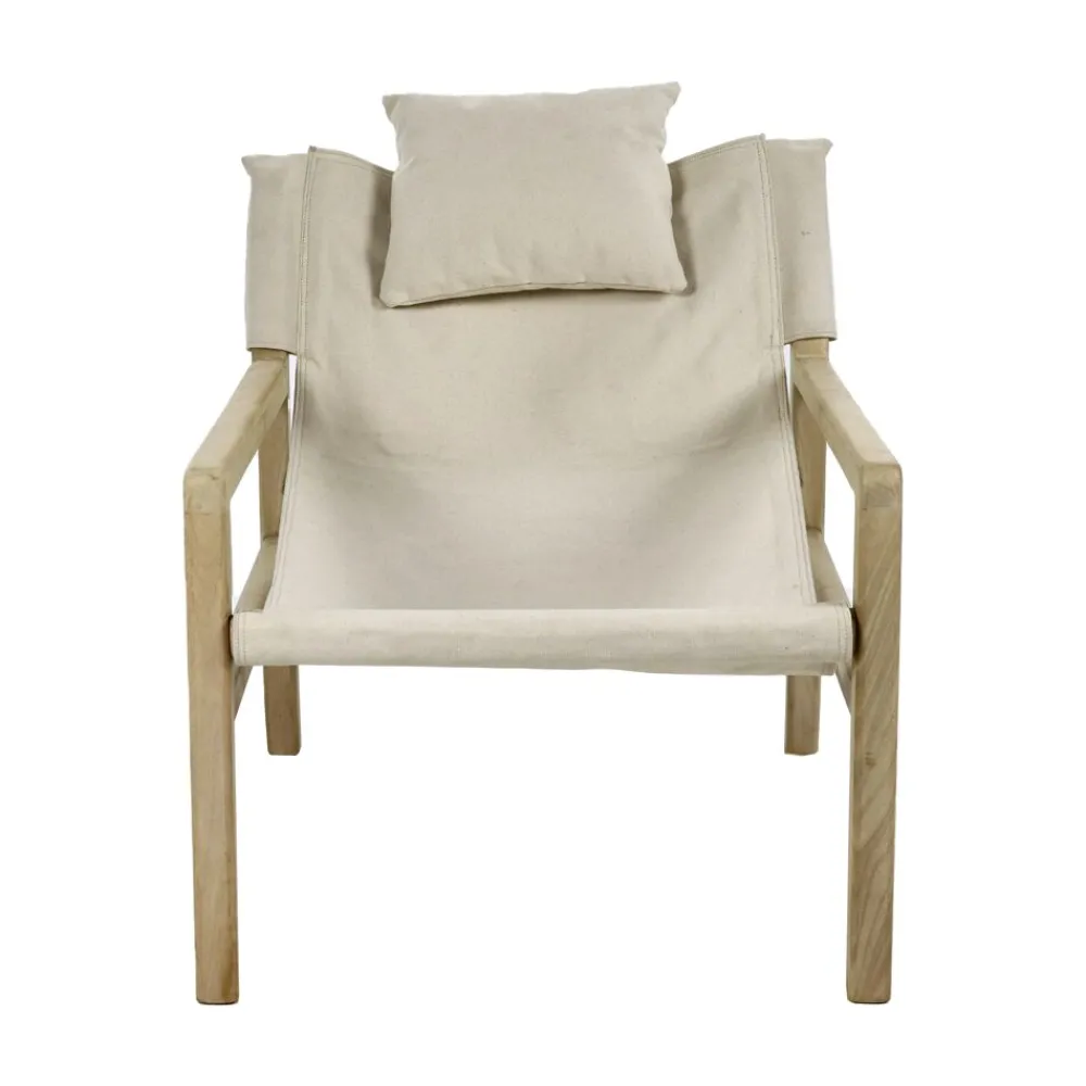 Pomax Canapés-SIESTA - chaise - bois de mangier / coton - L 64 x W 76 x H 69 cm - naturel
