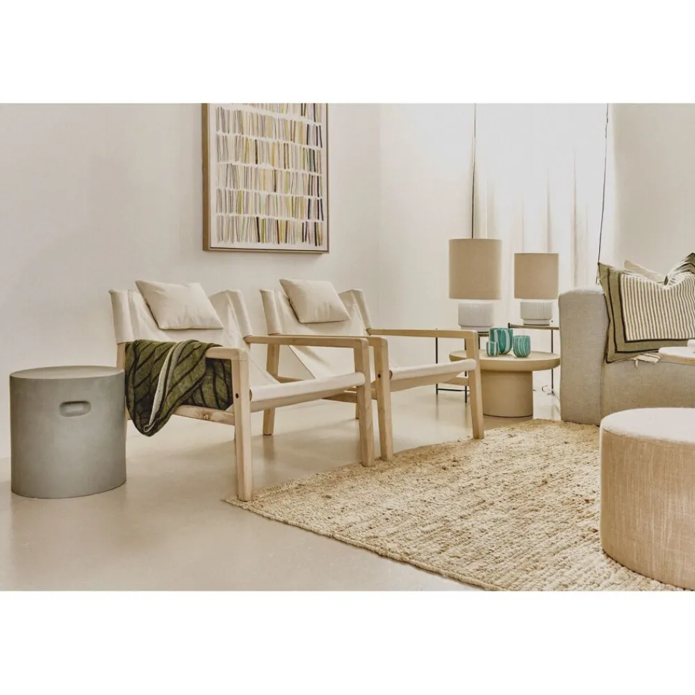 Pomax Canapés-SIESTA - chaise - bois de mangier / coton - L 64 x W 76 x H 69 cm - naturel