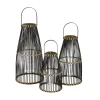 Pomax Lanternes-SKAGEN - set/3 lanternes - bambou / rotin - DIA 26/30/35 x H 40/53,5/67 cm - noir