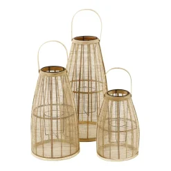 Pomax Lanternes-SKAGEN - set/3 lanternes - bambou - DIA 27/30/34 x H 40/53/67 cm - naturel