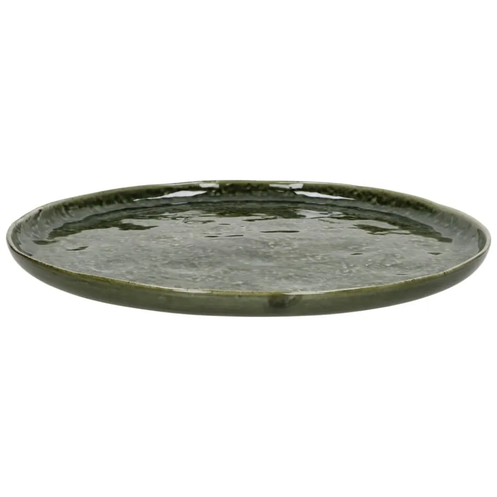 Pomax Vaisselle-SPIRO - assiette plate - grès - DIA 27 cm x 1,5 cm - vert foncé