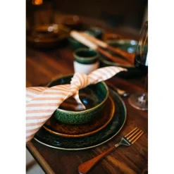 Pomax Vaisselle-SPIRO - assiette plate - grès - DIA 27 cm x 1,5 cm - vert foncé