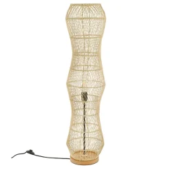 Pomax Lampadaires-SURYA - lampadaire - rotin / bois - DIA 25 x H 100 cm - blanc