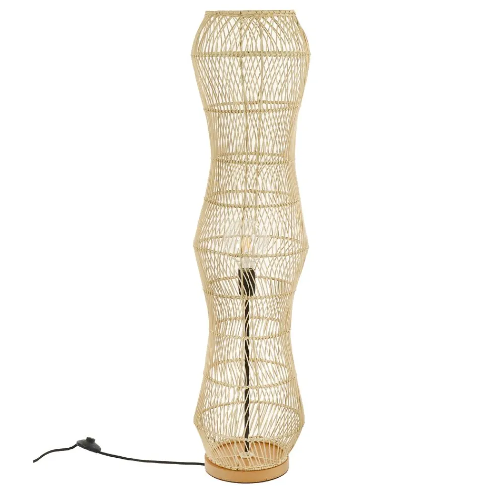 Pomax Lampadaires-SURYA - lampadaire - rotin / bois - DIA 25 x H 100 cm - blanc