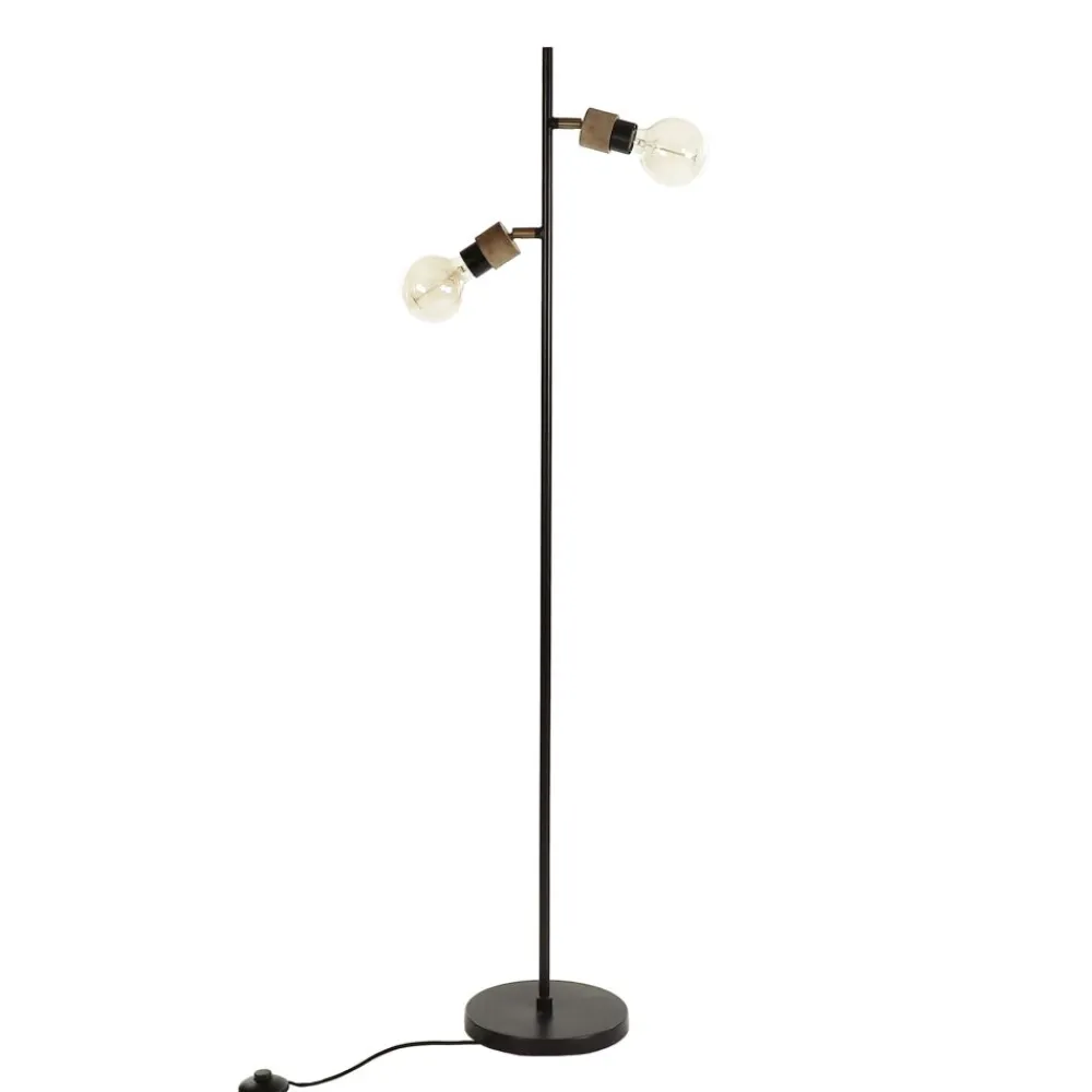 Pomax Lampadaires-SUSAN - lampadaire - métal / bois de manguier - H 143 cm - noir