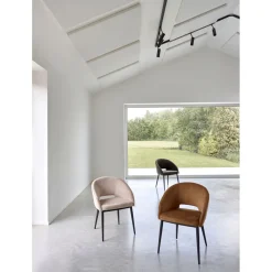 Pomax Chaises-SYRAH - chaise - velours / métal - L 59,5 x W 55 x H 79 cm - beige