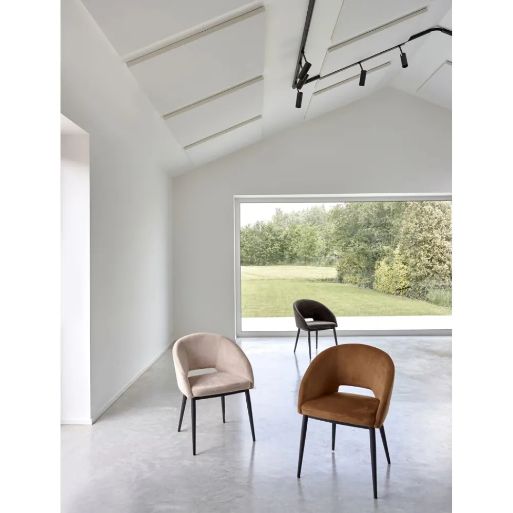 Pomax Chaises-SYRAH - chaise - velours / métal - L 59,5 x W 55 x H 79 cm - beige