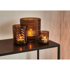Pomax Photophores / T-lights-TARTAN - photophore - verre - DIA 15 x H 15 cm - ambre