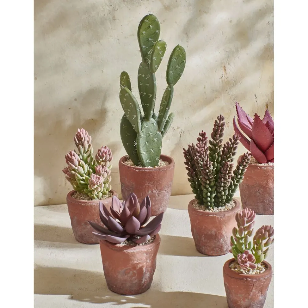 Pomax Plantes-TERRACOTTA LOVE - plante artificielle en pot - synthétique / terracotta - DIA 13 x H 46 cm - vert