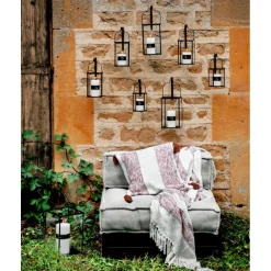 Pomax Lanternes-TOLEDO - lanterne + crochet mural - métal / verre - L 15 x W 15 x H 25 cm - noir