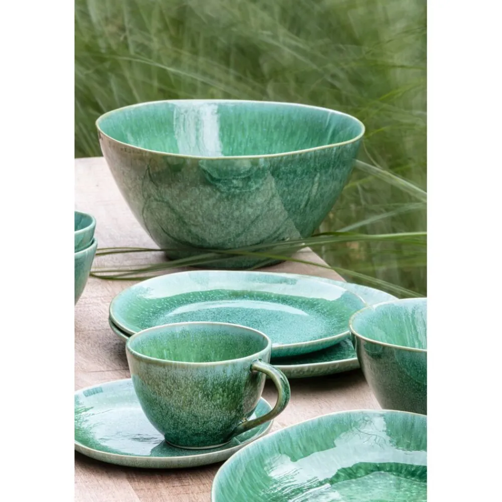 Pomax Vaisselle-TREILLE - assiette à dessert - grès - DIA 21 x H 2,5 cm - vert