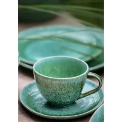 Pomax Vaisselle-TREILLE - assiette apéritif - grès - DIA 17 x H 2 cm - vert