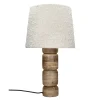 Pomax Lampes De Table-TRENTO - lampe de table - bois de mangier / tissu - DIA 31 x H 56 cm - naturel