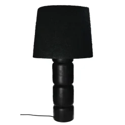 Pomax Lampes De Table-TRENTO - lampe de table - bois de mangier / tissu - DIA 41 x H 77 cm - noir