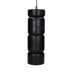 Pomax Suspensions-TRENTO - lampe suspendue - bois de mangier - DIA 15,5 x H 47 cm - noir