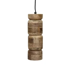 Pomax Suspensions-TRENTO - lampe suspendue - bois de mangier - DIA 10 x H 32 cm - naturel