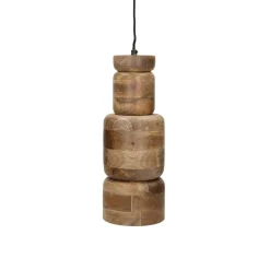 Pomax Suspensions-TRENTO - lampe suspendue - bois de mangier - DIA 15 x H 40 cm - naturel