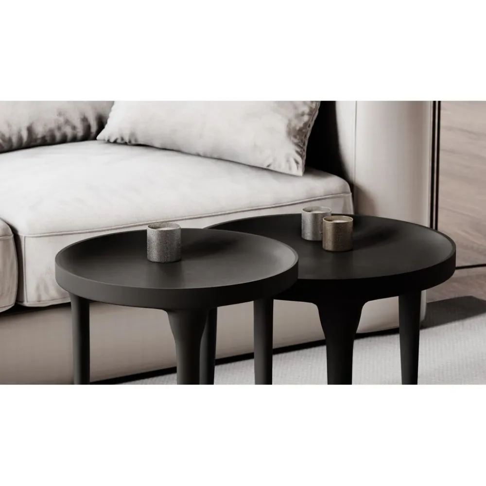 Pomax Tables Basses | Tables-TRIP - table basse - aluminium - DIA 49 x H 35 cm - noir